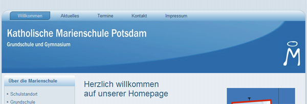 Bildausschnitt Entwurf Startseite Marienschule Potsdam Bildausschnitt Entwurf Startseite Marienschule Potsdam